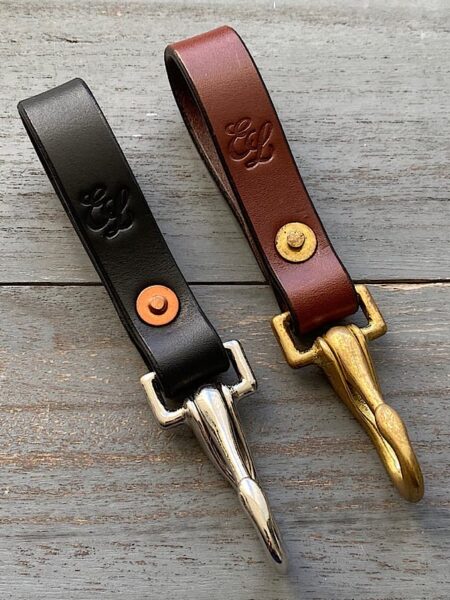 black and brown key loop with clip hook